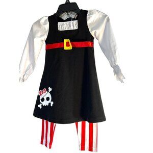 120 Toddler Girls Halloween Costume Priate 2 PC Black/Red/White Size 4